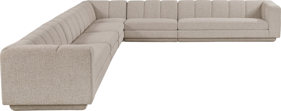 Meridian Furniture - Quinn 133" Chenille Fabric Upholstered 8 Piece Modular Sectional - 143Beige-Sec6A - GreatFurnitureDeal