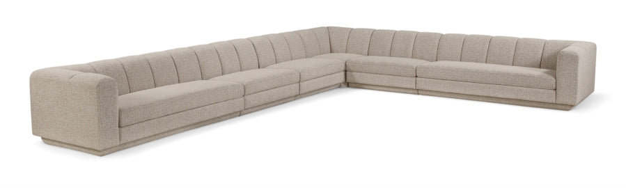Meridian Furniture - Quinn 133" Chenille Fabric Upholstered 8 Piece Modular Sectional - 143Beige-Sec6A - GreatFurnitureDeal