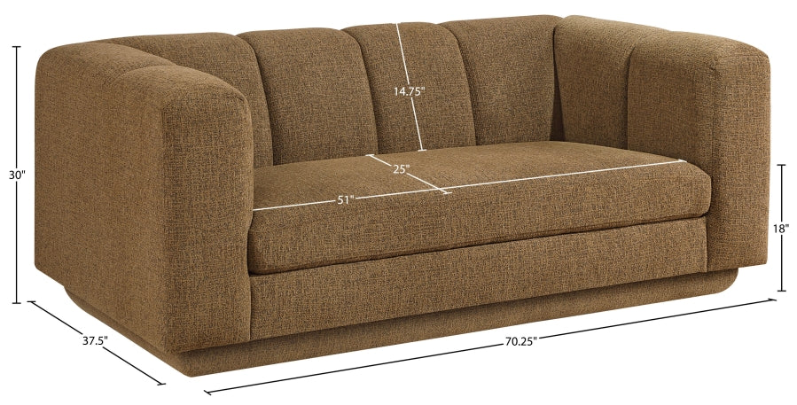 Meridian Furniture - Modari 70.25" Fabric Upholstered Loveseat - 143Brown-L - GreatFurnitureDeal
