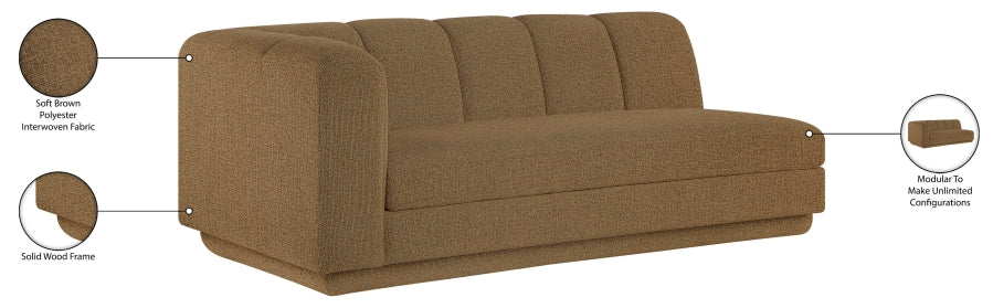 Meridian Furniture - Modari 76.75" Fabric Upholstered Sofa - 143Brown-LAS - GreatFurnitureDeal