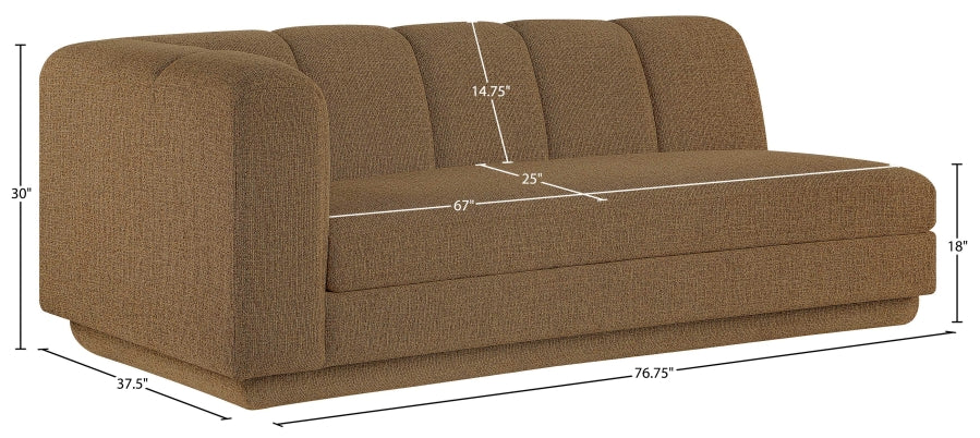 Meridian Furniture - Modari 76.75" Fabric Upholstered Sofa - 143Brown-LAS - GreatFurnitureDeal
