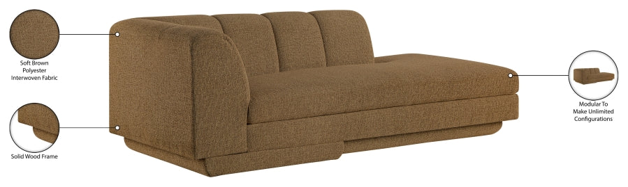 Meridian Furniture - Modari Fabric Upholstered Chaise Lounge - 143Brown-LC - GreatFurnitureDeal