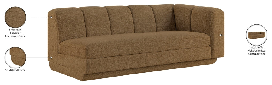 Meridian Furniture - Modari 76.75" Fabric Upholstered Sofa - 143Brown-RAS - GreatFurnitureDeal