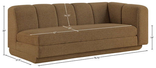Meridian Furniture - Modari 76.75" Fabric Upholstered Sofa - 143Brown-RAS - GreatFurnitureDeal