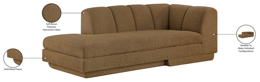 Meridian Furniture - Modari Fabric Upholstered Chaise Lounge - 143Brown-RC - GreatFurnitureDeal