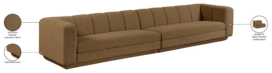 Meridian Furniture - Modari 153.5" Fabric Upholstered 2 Piece Modular Sofa - 143Brown-S2A - GreatFurnitureDeal