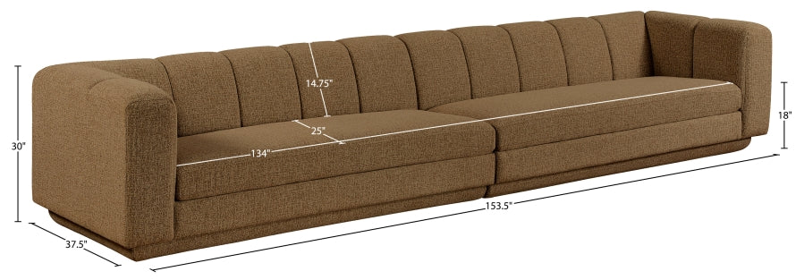 Meridian Furniture - Modari 153.5" Fabric Upholstered 2 Piece Modular Sofa - 143Brown-S2A - GreatFurnitureDeal