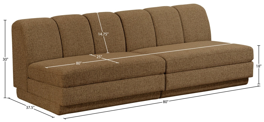 Meridian Furniture - Modari 80" Fabric Upholstered 2 Piece Armless Modular Sofa - 143Brown-S2B - GreatFurnitureDeal