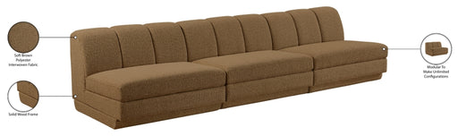 Meridian Furniture - Modari 120" Fabric Upholstered 3 Piece Armless Modular Sofa - 143Brown-S3B - GreatFurnitureDeal