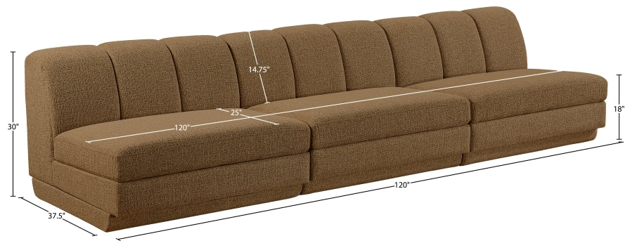 Meridian Furniture - Modari 120" Fabric Upholstered 3 Piece Armless Modular Sofa - 143Brown-S3B - GreatFurnitureDeal