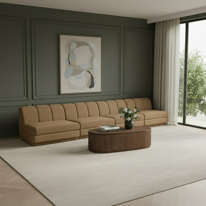 Meridian Furniture - Modari 160" Fabric Upholstered 4 Piece Armless Modular Sofa - 143Brown-S4B - GreatFurnitureDeal