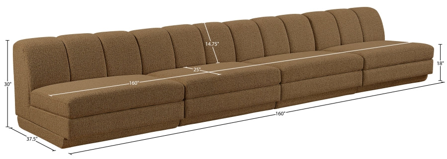 Meridian Furniture - Modari 160" Fabric Upholstered 4 Piece Armless Modular Sofa - 143Brown-S4B - GreatFurnitureDeal