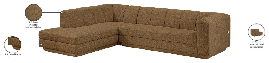 Meridian Furniture - Modari 114.25" Fabric Upholstered 2 Piece Modular Sectional - 1143Brown-Sec2A - GreatFurnitureDeal