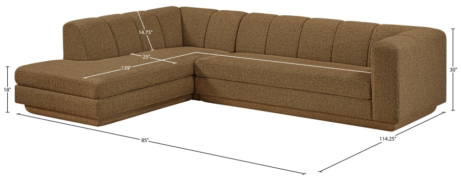 Meridian Furniture - Modari 114.25" Fabric Upholstered 2 Piece Modular Sectional - 1143Brown-Sec2A - GreatFurnitureDeal
