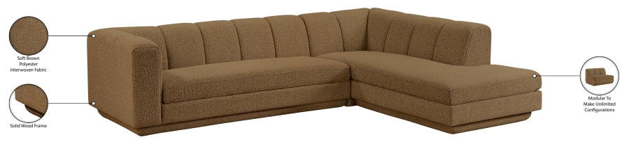 Meridian Furniture - Modari 114.25" Fabric Upholstered 2 Piece Modular Sectional - 143Brown-Sec2B - GreatFurnitureDeal