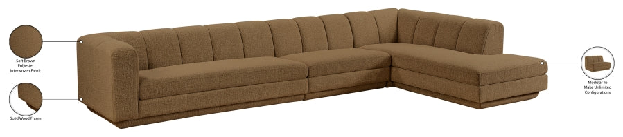 Meridian Furniture - Modari 154.25" Fabric Upholstered 3 Piece Modular Sectional - 143Brown-Sec3A - GreatFurnitureDeal
