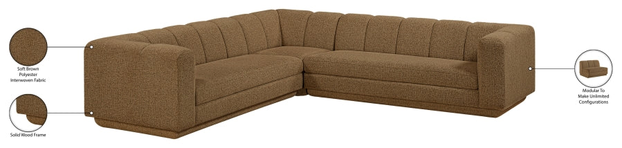 Meridian Furniture - Modari 114.25" Fabric Upholstered 3 Piece Modular Sectional - 143Brown-Sec3B - GreatFurnitureDeal