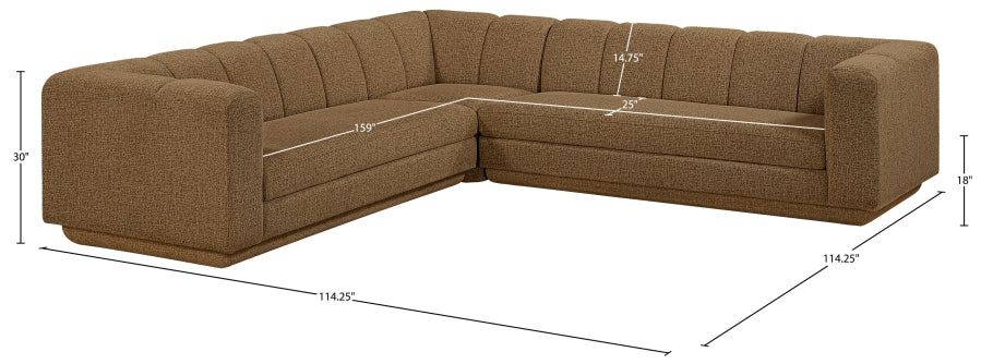 Meridian Furniture - Modari 114.25" Fabric Upholstered 3 Piece Modular Sectional - 143Brown-Sec3B - GreatFurnitureDeal