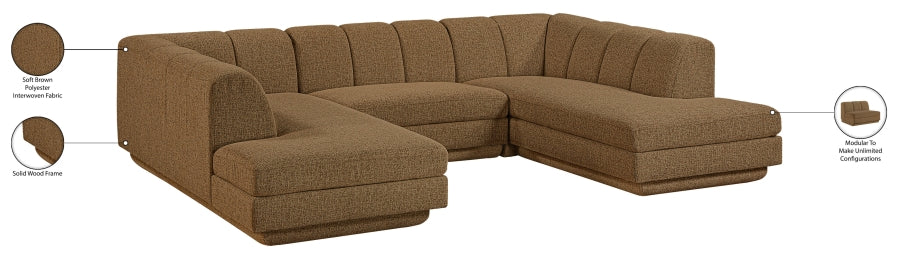 Meridian Furniture - Modari 115" Fabric Upholstered 3 Piece Modular Sectional - 143Brown-Sec3C - GreatFurnitureDeal