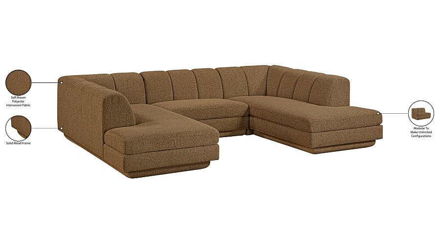 Meridian Furniture - Modari 115" Fabric Upholstered 3 Piece Modular Sectional - 143Brown-Sec3C - GreatFurnitureDeal