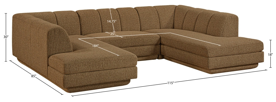Meridian Furniture - Modari 115" Fabric Upholstered 3 Piece Modular Sectional - 143Brown-Sec3C - GreatFurnitureDeal