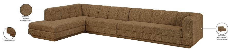 Meridian Furniture - Modari 154.25" Fabric Upholstered 3 Piece Modular Sectional - 143Brown-Sec3D - GreatFurnitureDeal