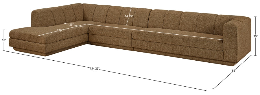 Meridian Furniture - Modari 154.25" Fabric Upholstered 3 Piece Modular Sectional - 143Brown-Sec3D - GreatFurnitureDeal