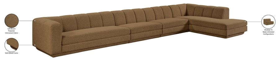 Meridian Furniture - Modari 194.25" Fabric Upholstered 4 Piece Modular Sectional - 143Brown-Sec4A - GreatFurnitureDeal