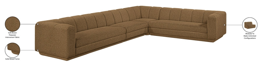 Meridian Furniture - Modari 114.25" Fabric Upholstered 4 Piece Modular Sectional - 143Brown-Sec4B - GreatFurnitureDeal