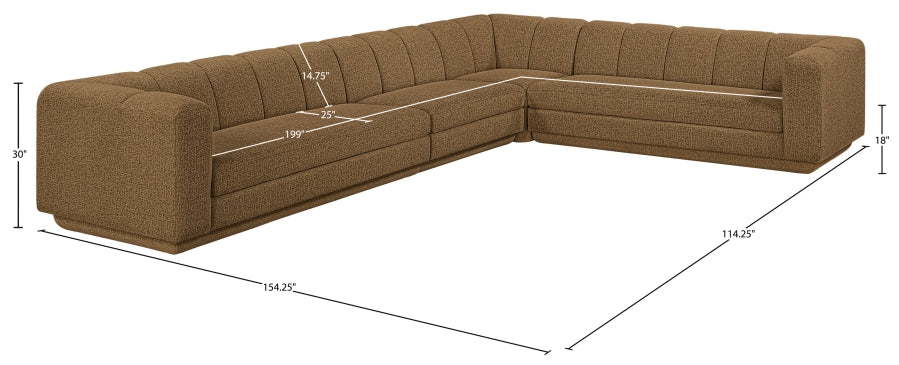 Meridian Furniture - Modari 114.25" Fabric Upholstered 4 Piece Modular Sectional - 143Brown-Sec4B - GreatFurnitureDeal
