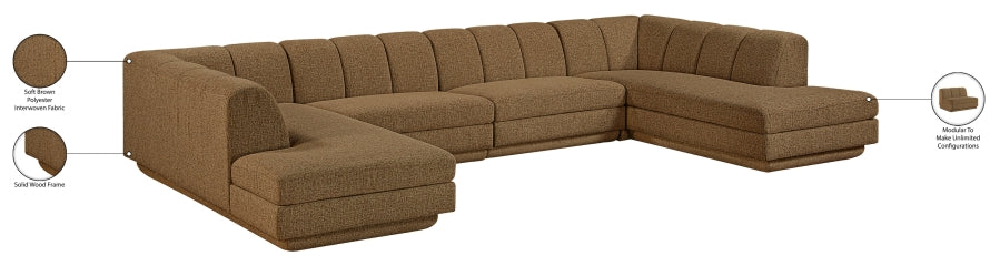 Meridian Furniture - Modari 155" Fabric Upholstered 4 Piece Modular Sectional - 143Brown-Sec4C - GreatFurnitureDeal
