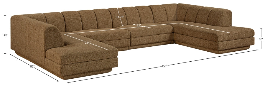 Meridian Furniture - Modari 155" Fabric Upholstered 4 Piece Modular Sectional - 143Brown-Sec4C - GreatFurnitureDeal