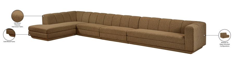 Meridian Furniture - Modari 194.25" Fabric Upholstered 4 Piece Modular Sectional - 143Brown-Sec4D - GreatFurnitureDeal
