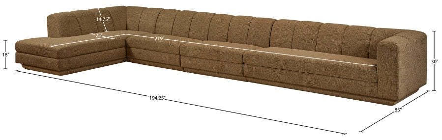 Meridian Furniture - Modari 194.25" Fabric Upholstered 4 Piece Modular Sectional - 143Brown-Sec4D - GreatFurnitureDeal