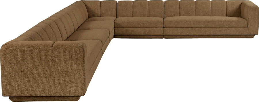 Meridian Furniture - Quinn 133" Chenille Fabric Upholstered 8 Piece Modular Sectional - 143Brown-Sec6A - GreatFurnitureDeal