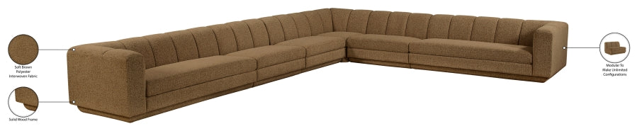 Meridian Furniture - Quinn 133" Chenille Fabric Upholstered 8 Piece Modular Sectional - 143Brown-Sec6A - GreatFurnitureDeal
