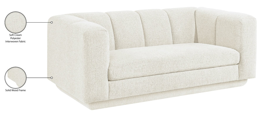 Meridian Furniture - Modari 70.25" Fabric Upholstered Loveseat - 143Cream-L - GreatFurnitureDeal