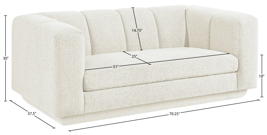 Meridian Furniture - Modari 70.25" Fabric Upholstered Loveseat - 143Cream-L - GreatFurnitureDeal