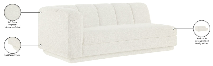 Meridian Furniture - Modari 76.75" Fabric Upholstered Sofa - 143Cream-LAS - GreatFurnitureDeal