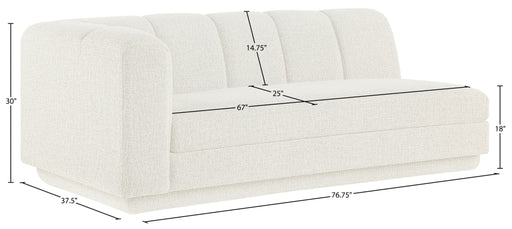 Meridian Furniture - Modari 76.75" Fabric Upholstered Sofa - 143Cream-LAS - GreatFurnitureDeal