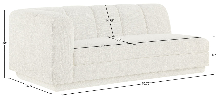 Meridian Furniture - Modari 76.75" Fabric Upholstered Sofa - 143Cream-LAS - GreatFurnitureDeal