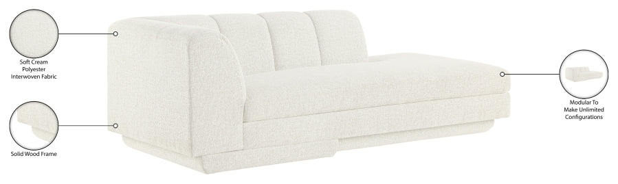 Meridian Furniture - Modari Fabric Upholstered Chaise Lounge - 143Cream-LC - GreatFurnitureDeal