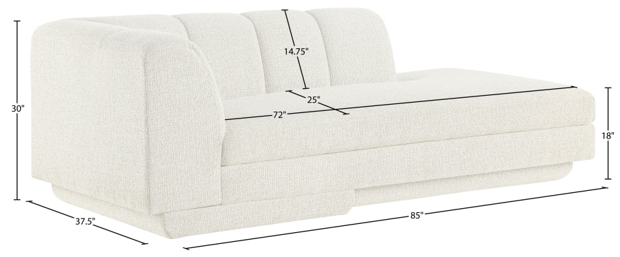 Meridian Furniture - Modari Fabric Upholstered Chaise Lounge - 143Cream-LC - GreatFurnitureDeal