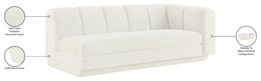 Meridian Furniture - Modari 76.75" Fabric Upholstered Sofa - 143Cream-RAS - GreatFurnitureDeal