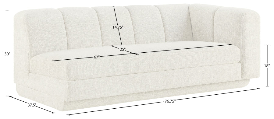 Meridian Furniture - Modari 76.75" Fabric Upholstered Sofa - 143Cream-RAS - GreatFurnitureDeal