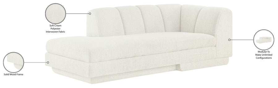 Meridian Furniture - Modari Fabric Upholstered Chaise Lounge - 143Cream-RC - GreatFurnitureDeal