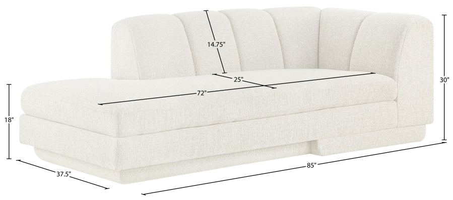 Meridian Furniture - Modari Fabric Upholstered Chaise Lounge - 143Cream-RC - GreatFurnitureDeal