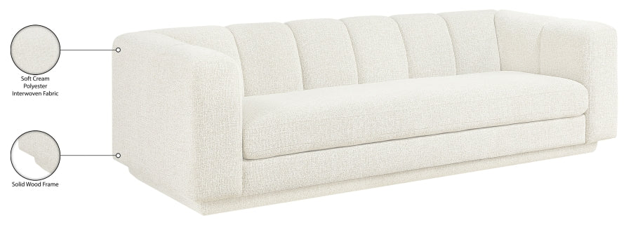 Meridian Furniture - Modari 95" Fabric Upholstered Sofa - 143Cream-S - GreatFurnitureDeal