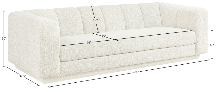 Meridian Furniture - Modari 95" Fabric Upholstered Sofa - 143Cream-S - GreatFurnitureDeal