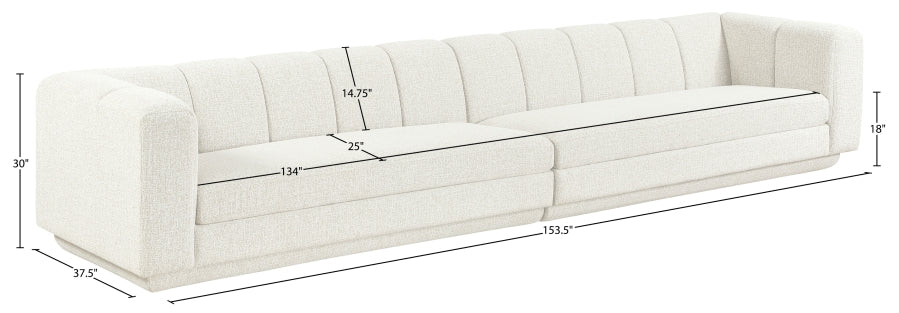 Meridian Furniture - Modari 153.5" Fabric Upholstered 2 Piece Modular Sofa - 143Cream-S2A - GreatFurnitureDeal